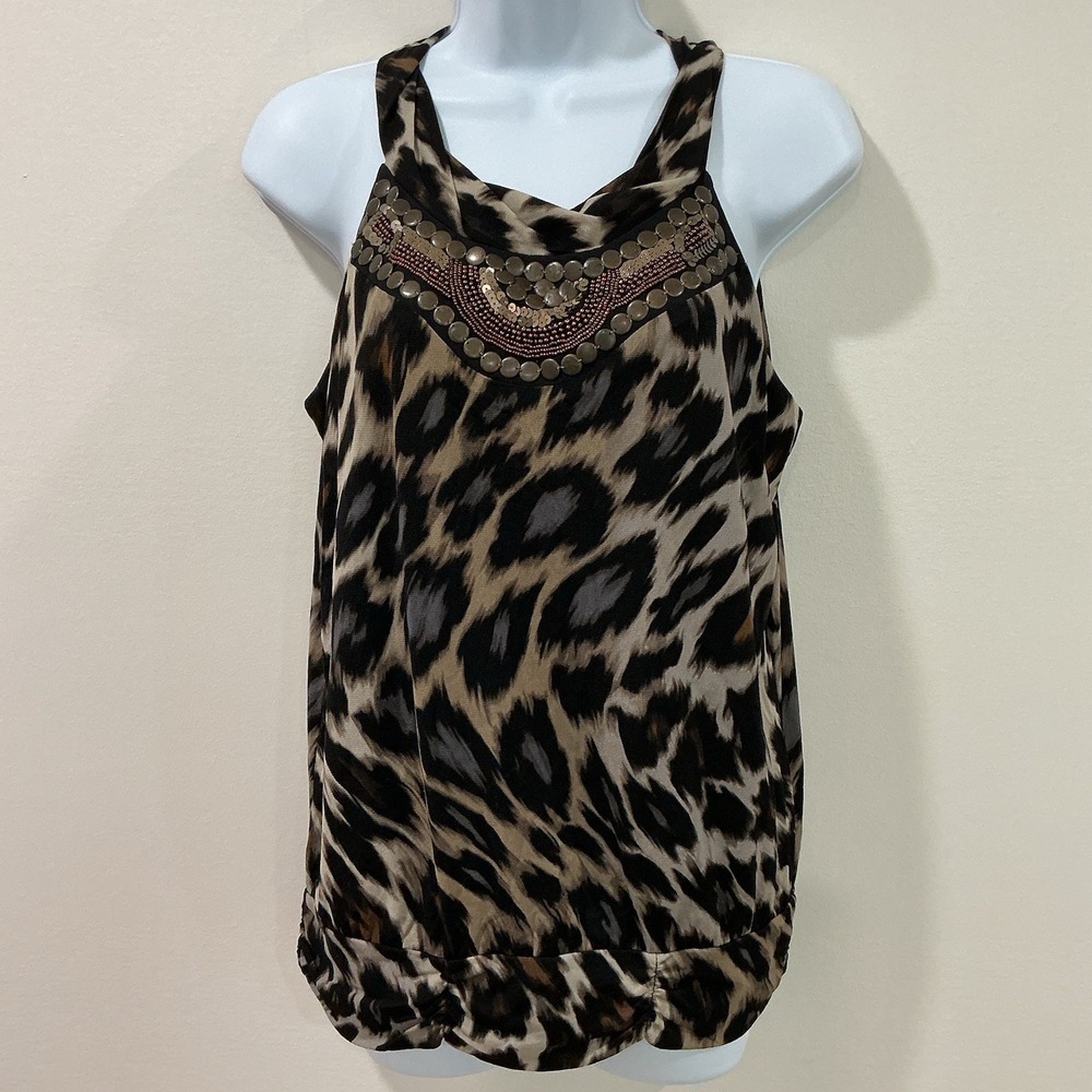 Worthington Animal Print Halter Top Blouse Womens Small Work Career Business Y2K